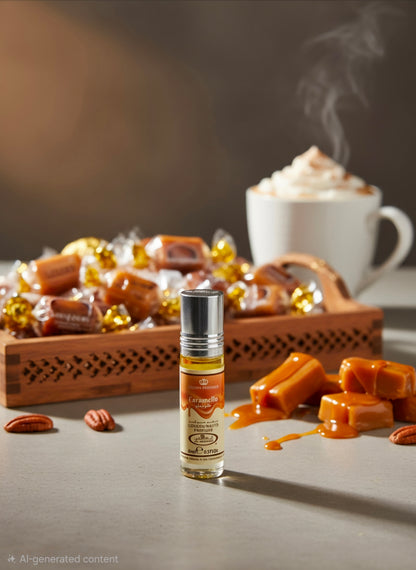 Al Rehab Caramello Concentrated Perfume Oil 6ml (Pack of 6) | Alcohol-Free Sweet Gourmand Unisex Attar | Long Lasting Roll-On Fragrance Oil S