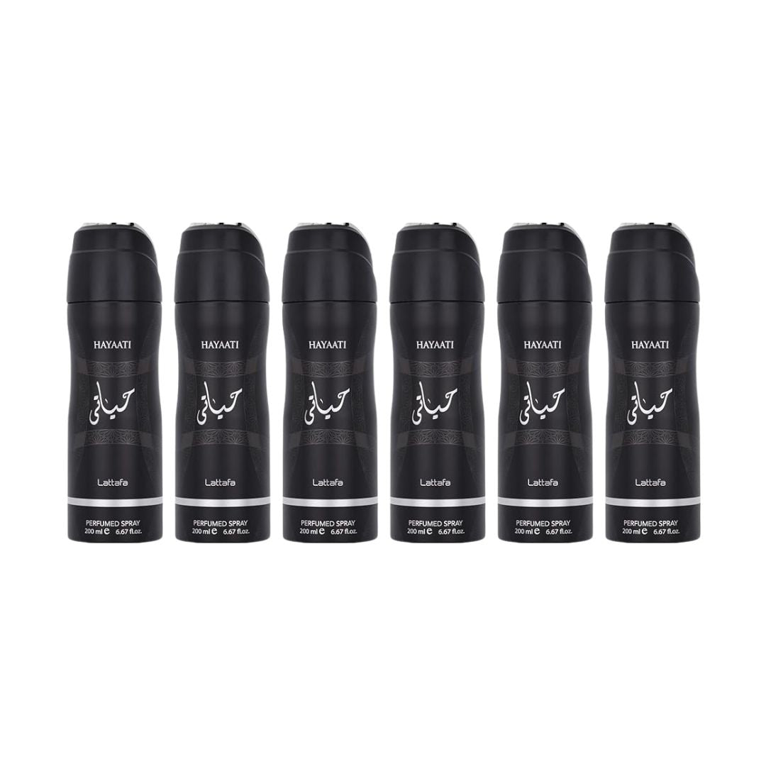 Hayaati Body Spray 6 Pack Bundle – 200 ml Each | Lattafa