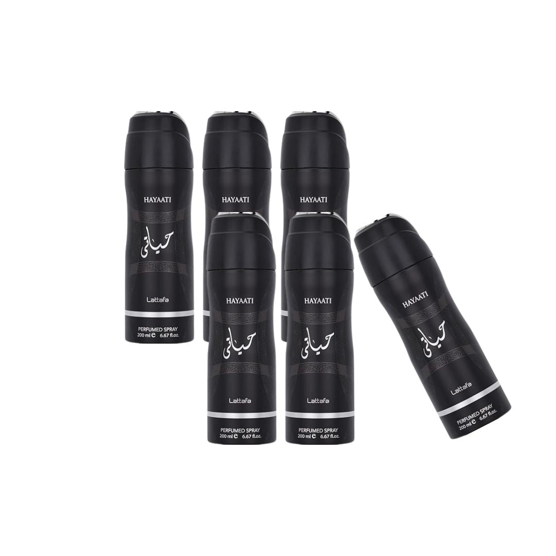 Hayaati Body Spray 6 Pack Bundle – 200 ml Each | Lattafa