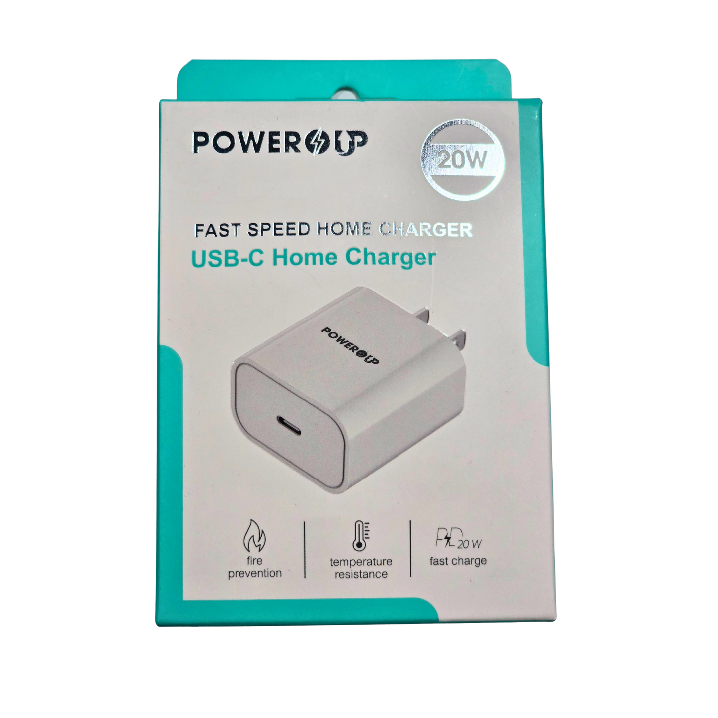PowerUp 20W Fast Speed USB-C Home Charger | PD Fast Charging Wall Adapter | Compact Universal Smartphone Charging Adapter