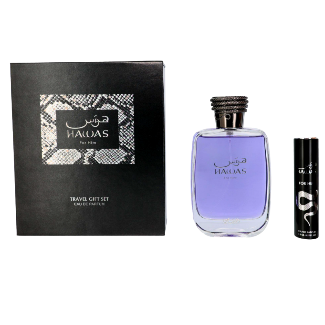 Rasasi Hawas for Him 2 Piece Gift Set | Eau de Parfum & Fragrance Companion Set for Men | Long Lasting Aquatic Fresh Designer Inspired Scent Gift Box