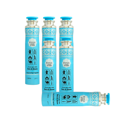 Fogg Bab Al Shams Air Freshener 300ml 6-Piece Set | Long Lasting Room Spray Bundle | Oriental Woody Floral Home Fragrance Pack
