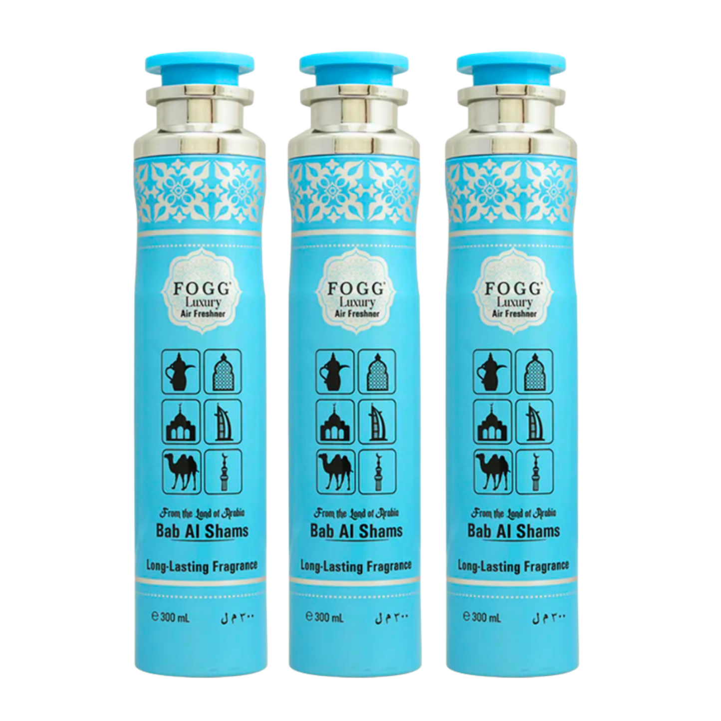 Fogg Bab Al Shams Air Freshener 300ml 3-Piece Set | Long Lasting Room Spray Bundle | Oriental Woody Floral Home Fragrance Pack