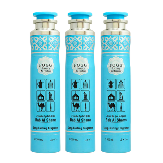Fogg Bab Al Shams Air Freshener 300ml 3-Piece Set | Long Lasting Room Spray Bundle | Oriental Woody Floral Home Fragrance Pack