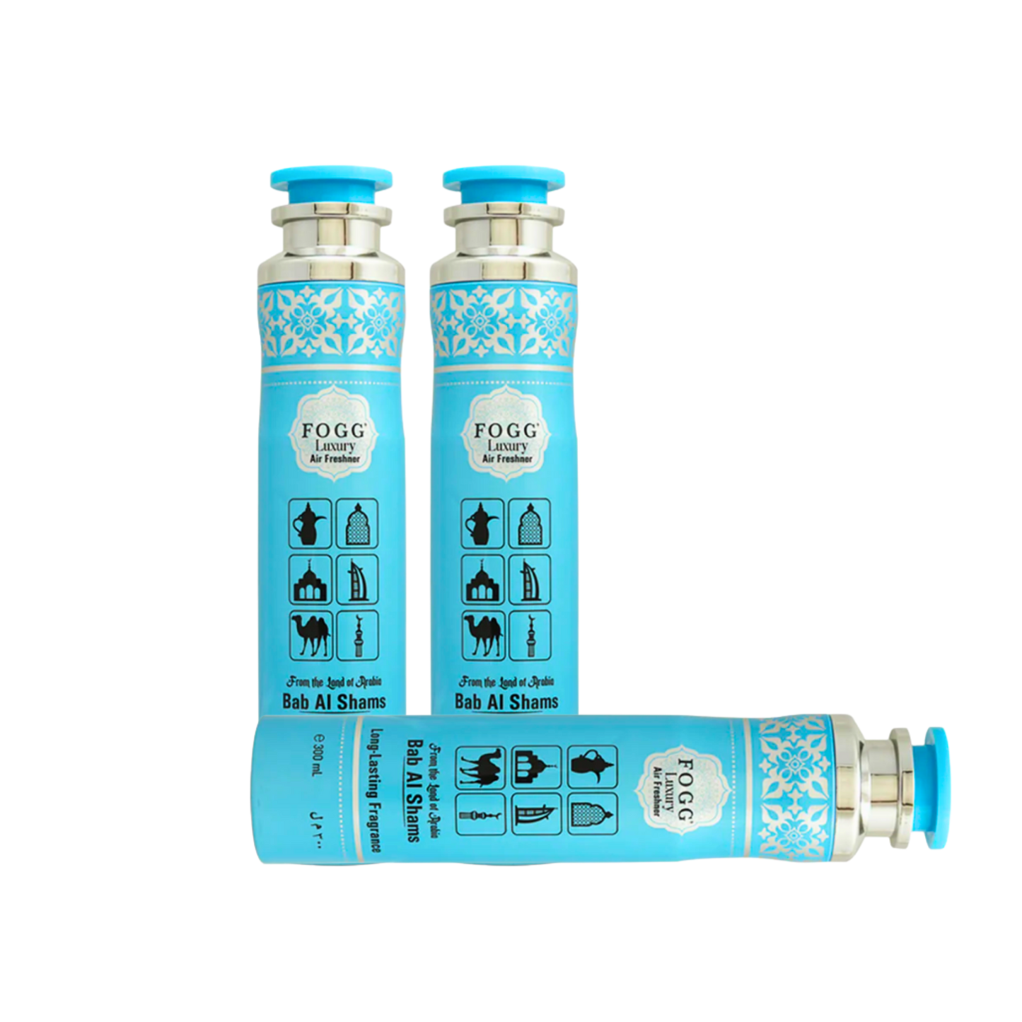 Fogg Bab Al Shams Air Freshener 300ml 3-Piece Set | Long Lasting Room Spray Bundle | Oriental Woody Floral Home Fragrance Pack