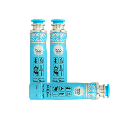 Fogg Bab Al Shams Air Freshener 300ml 3-Piece Set | Long Lasting Room Spray Bundle | Oriental Woody Floral Home Fragrance Pack