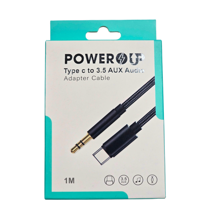 PowerUp USB-C to 3.5mm AUX Audio Adapter Cable – Hi-Fi Sound, Type-C to Headphone Jack Converter, Durable & Portable Audio Adapter