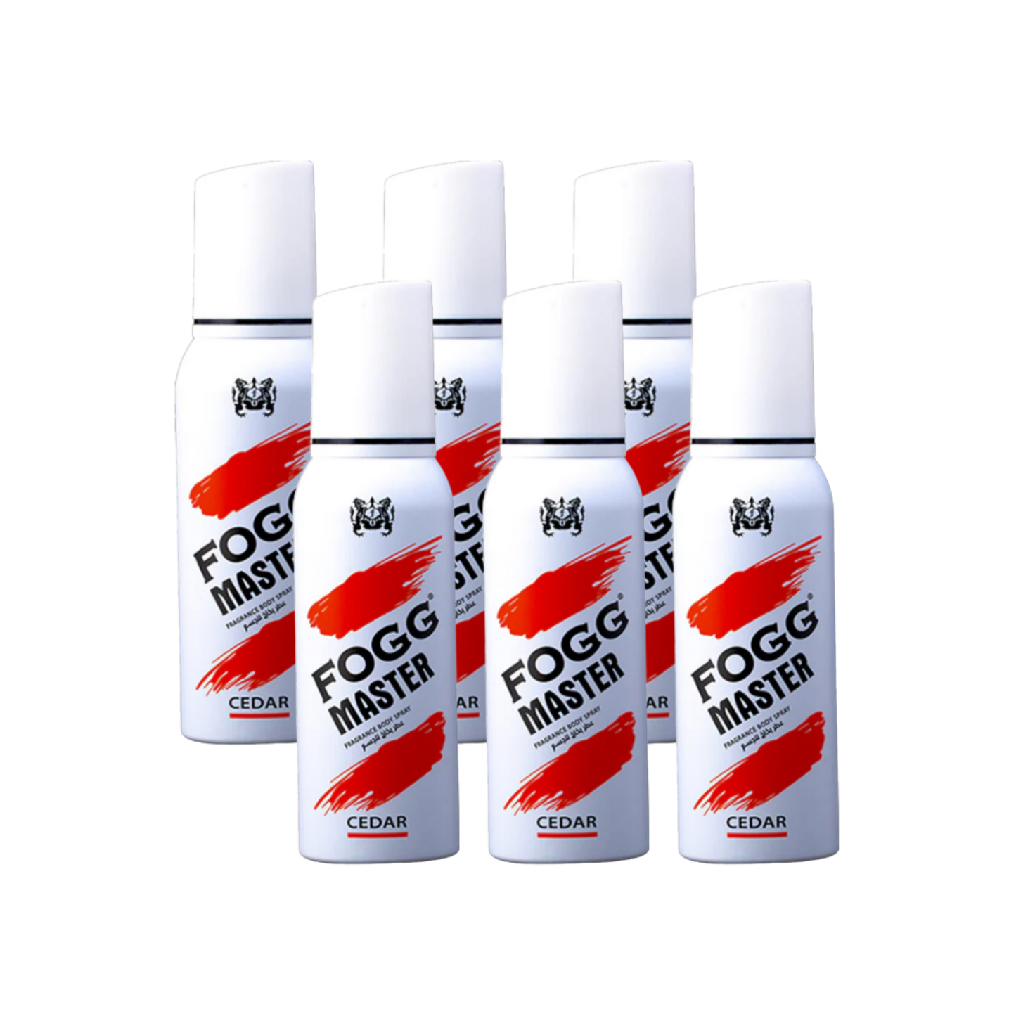 Fog Master Cedar Body Spray 6PC Set | Long Lasting Men’s Body Mist Bundle | Fresh Woody Cedar Fragrance Deodorant Spray Pack (6 Pieces)