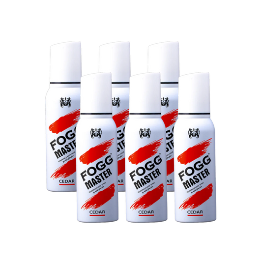 Fog Master Cedar Body Spray 6PC Set | Long Lasting Men’s Body Mist Bundle | Fresh Woody Cedar Fragrance Deodorant Spray Pack (6 Pieces)