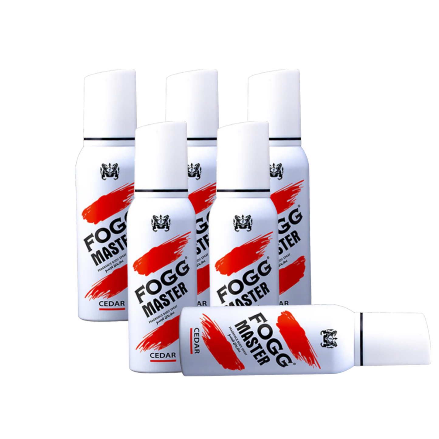 Fog Master Cedar Body Spray 6PC Set | Long Lasting Men’s Body Mist Bundle | Fresh Woody Cedar Fragrance Deodorant Spray Pack (6 Pieces)