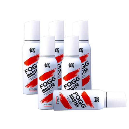 Fog Master Cedar Body Spray 6PC Set | Long Lasting Men’s Body Mist Bundle | Fresh Woody Cedar Fragrance Deodorant Spray Pack (6 Pieces)