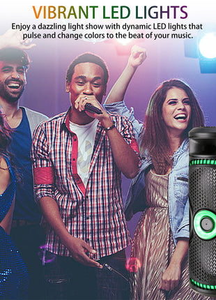 TopTech Dual 8" Lightweight Bluetooth Party Speaker with Wireless Microphone & Remote