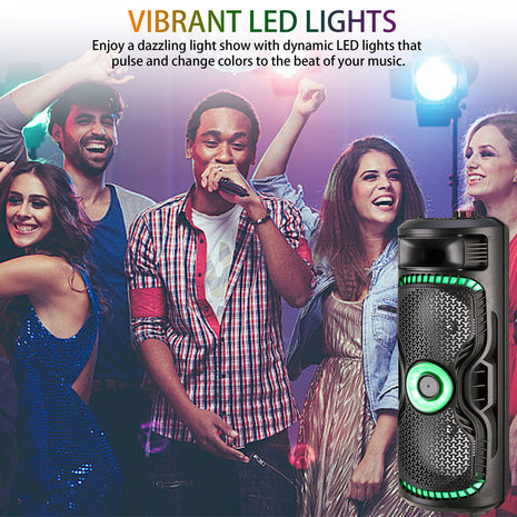 TopTech Dual 8" Lightweight Bluetooth Party Speaker with Wireless Microphone & Remote