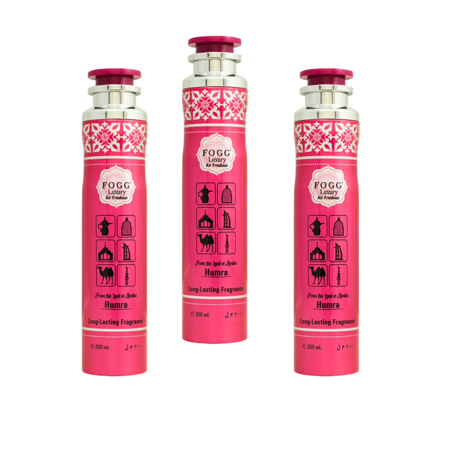 Fogg Humra Air Freshener 300ml 6-Piece Set | Long Lasting Room Spray Bundle | Oriental Floral Woody Home Fragrance Pack