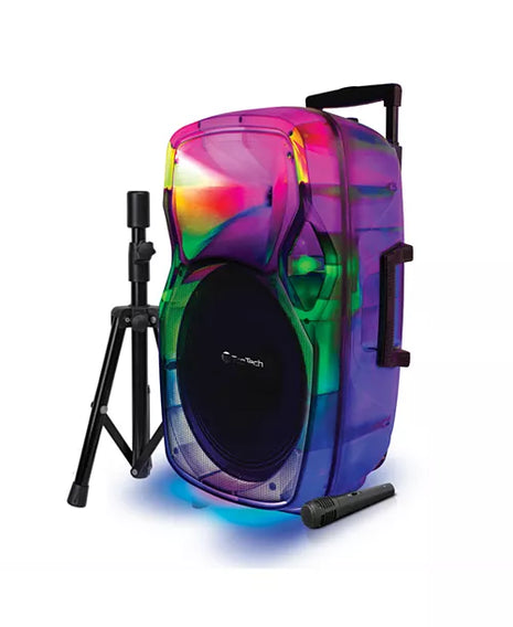 TopTech-1x15" Woofer Party Speaker with Single Wireless Microphone and Stand
