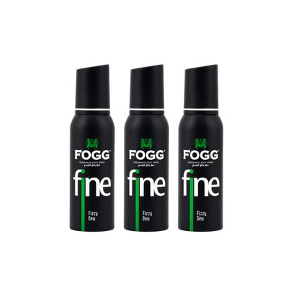 Fogg Fine Fizzy Dew Body Spray 3PC Set | Long Lasting Fresh Citrus Aquatic Men’s Fragrance Deodorant Spray Bundle | Everyday Fresh Mist Pack