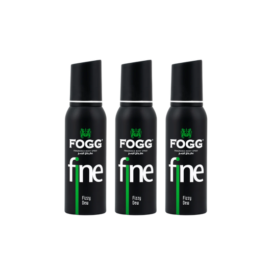 Fogg Fine Fizzy Dew Body Spray 3PC Set | Long Lasting Fresh Citrus Aquatic Men’s Fragrance Deodorant Spray Bundle | Everyday Fresh Mist Pack