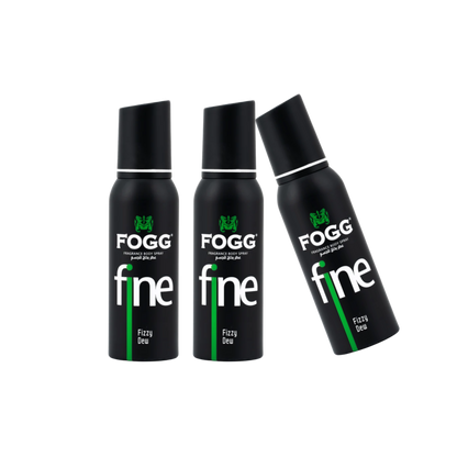 Fogg Fine Fizzy Dew Body Spray 3PC Set | Long Lasting Fresh Citrus Aquatic Men’s Fragrance Deodorant Spray Bundle | Everyday Fresh Mist Pack
