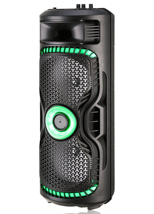 TopTech Dual 8" Lightweight Bluetooth Party Speaker with Wireless Microphone & Remote
