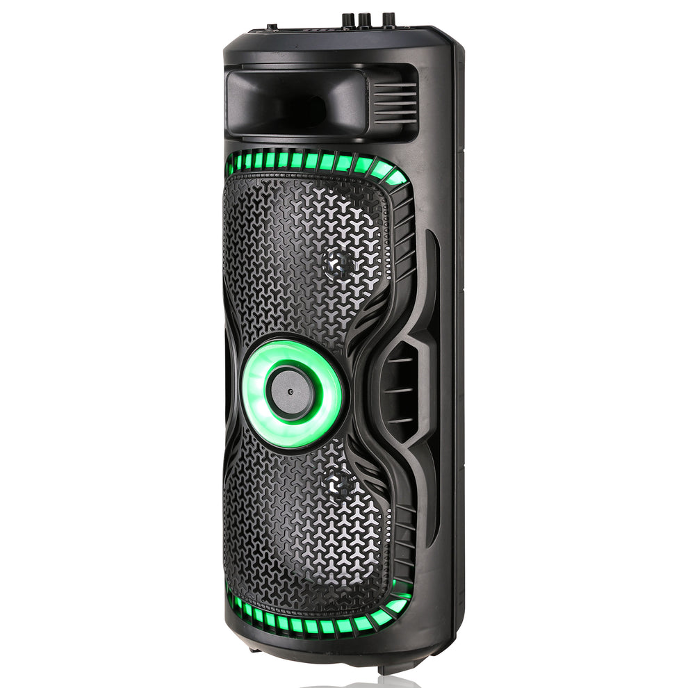 TopTech Dual 8" Lightweight Bluetooth Party Speaker with Wireless Microphone & Remote