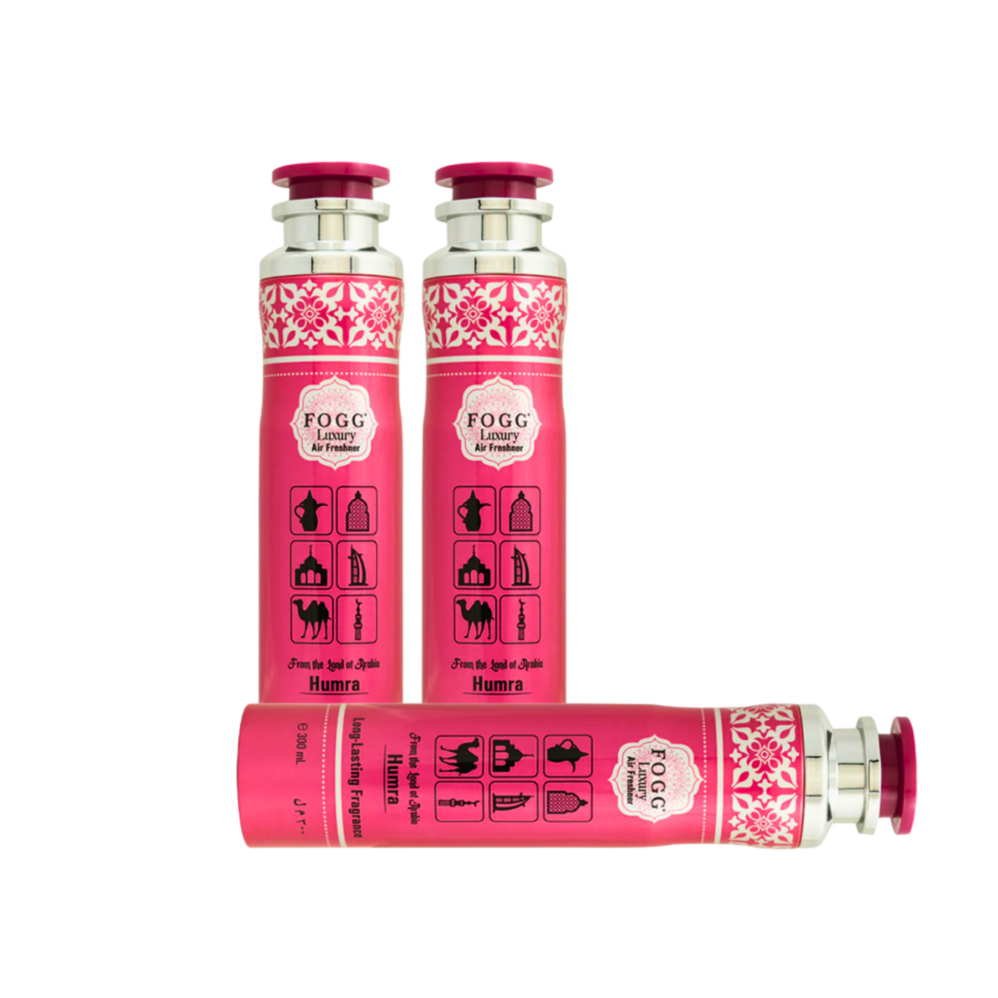 Fogg Humra Air Freshener 300ml 3-Piece Set | Long Lasting Room Spray Bundle | Oriental Floral Woody Home Fragrance Pack