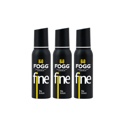 Fogg Fine Bay Breeze Body Spray 3PC Set | Long Lasting Fresh Aquatic Men’s Fragrance Mist | Deodorant Spray Pack