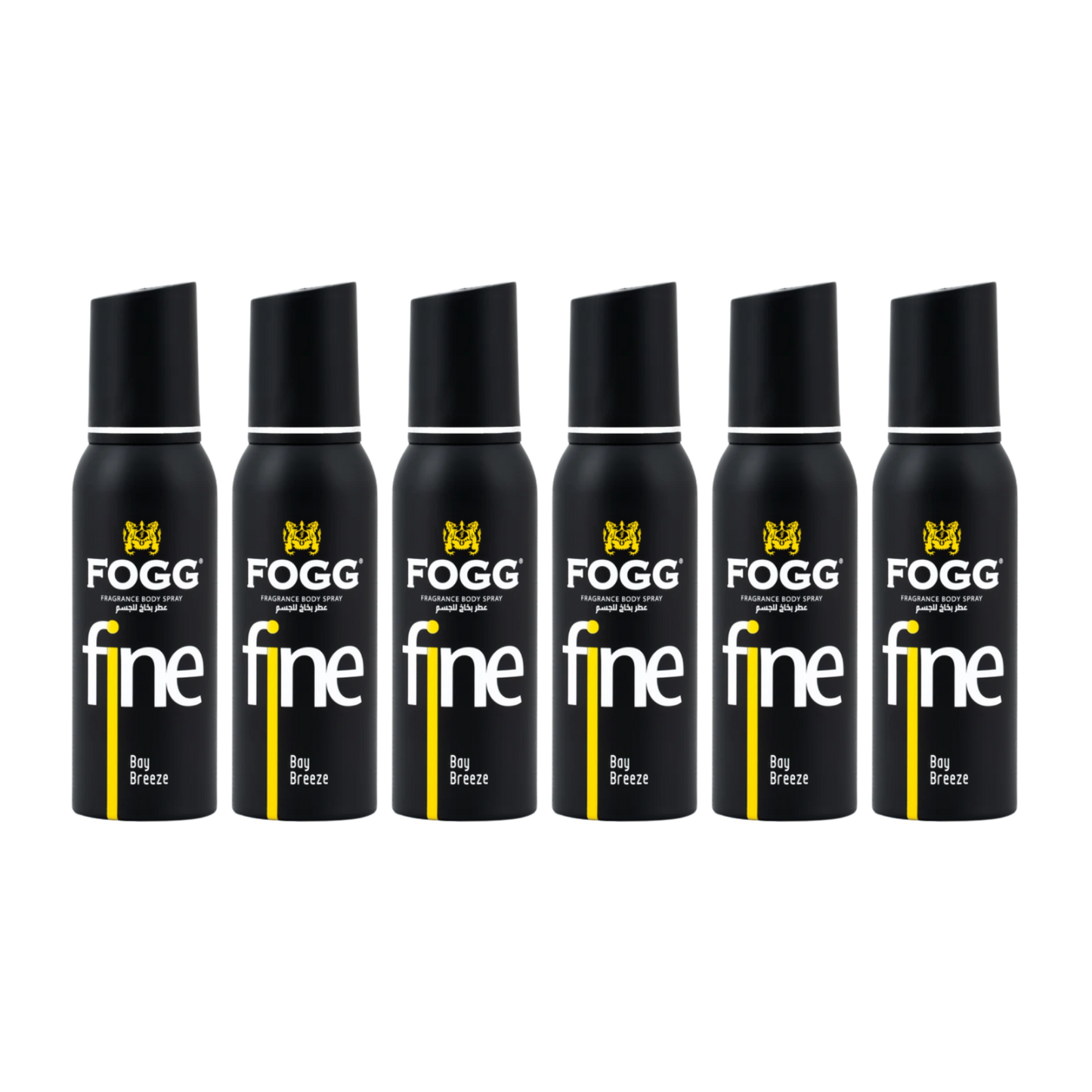 Fogg Fine Bay Breeze Body Spray 6PC Set | Long Lasting Fresh Aquatic Men’s Fragrance Mist | Deodorant Spray Bundle Pack (6 Pieces)