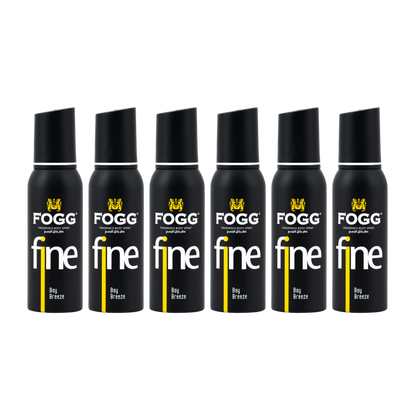 Fogg Fine Bay Breeze Body Spray 6PC Set | Long Lasting Fresh Aquatic Men’s Fragrance Mist | Deodorant Spray Bundle Pack (6 Pieces)