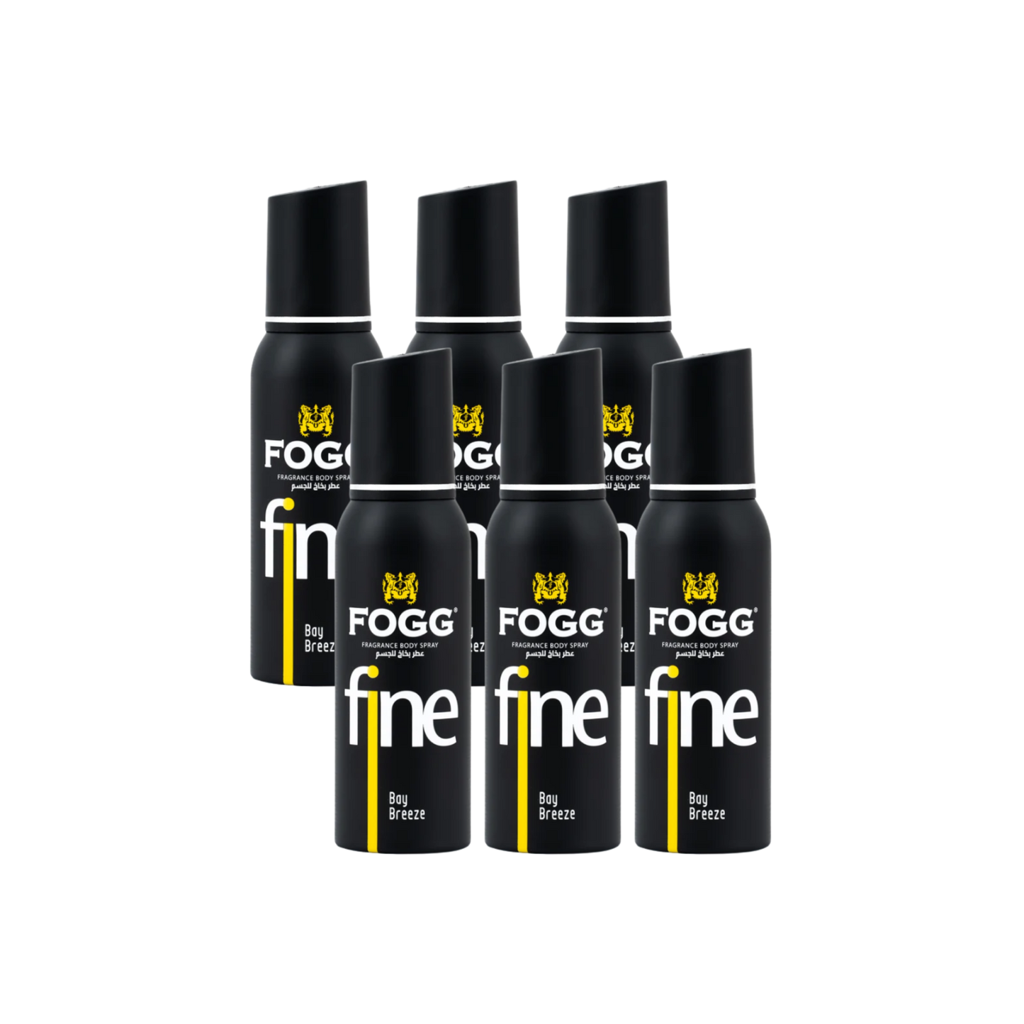 Fogg Fine Bay Breeze Body Spray 6PC Set | Long Lasting Fresh Aquatic Men’s Fragrance Mist | Deodorant Spray Bundle Pack (6 Pieces)