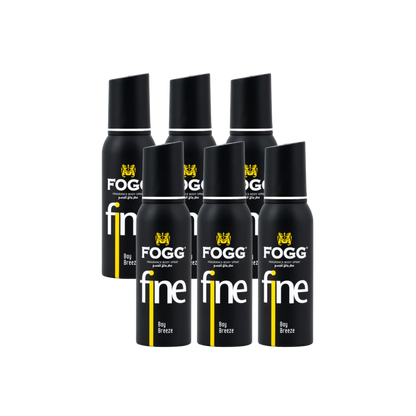 Fogg Fine Bay Breeze Body Spray 6PC Set | Long Lasting Fresh Aquatic Men’s Fragrance Mist | Deodorant Spray Bundle Pack (6 Pieces)