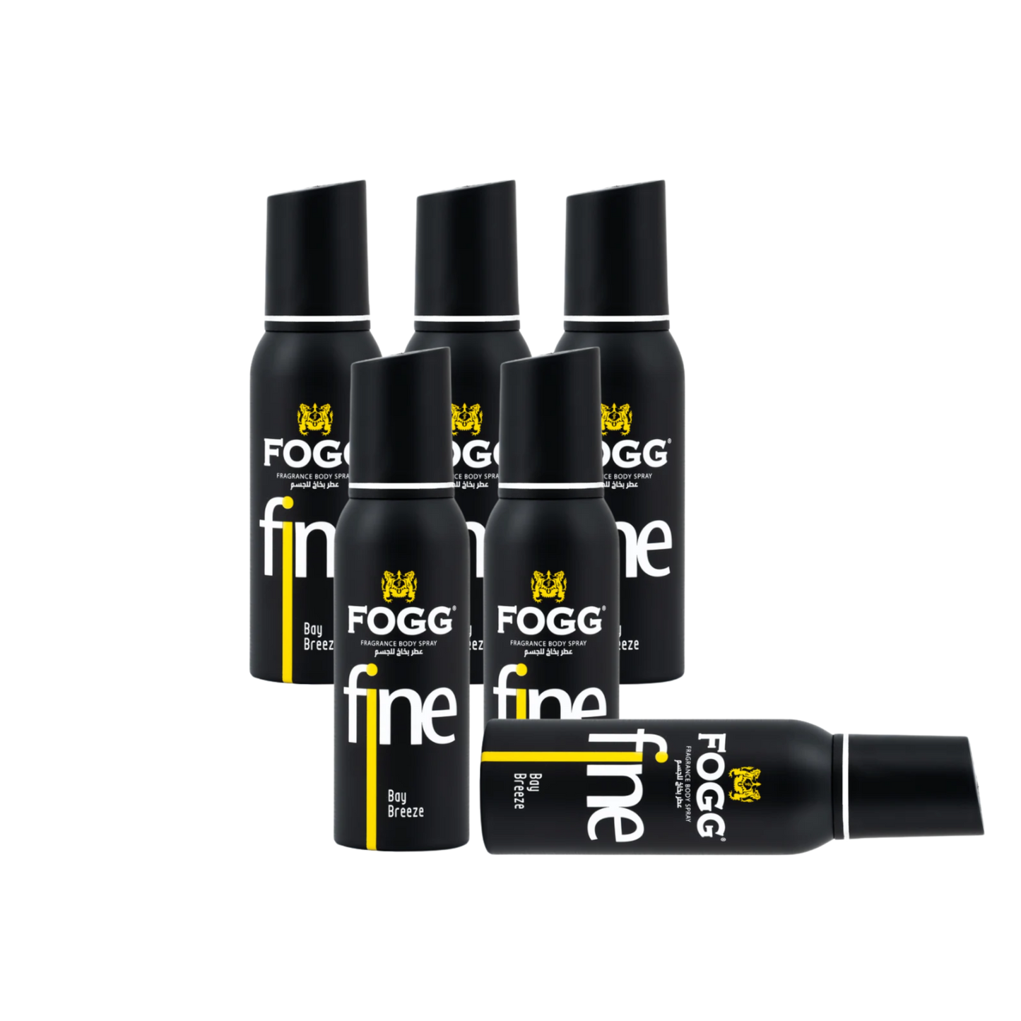 Fogg Fine Bay Breeze Body Spray 6PC Set | Long Lasting Fresh Aquatic Men’s Fragrance Mist | Deodorant Spray Bundle Pack (6 Pieces)