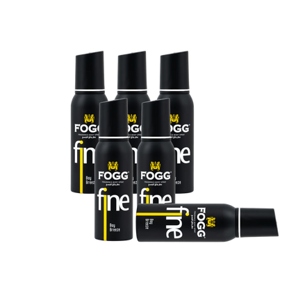 Fogg Fine Bay Breeze Body Spray 6PC Set | Long Lasting Fresh Aquatic Men’s Fragrance Mist | Deodorant Spray Bundle Pack (6 Pieces)