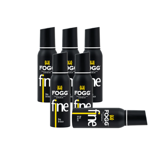 Fogg Fine Bay Breeze Body Spray 6PC Set | Long Lasting Fresh Aquatic Men’s Fragrance Mist | Deodorant Spray Bundle Pack (6 Pieces)