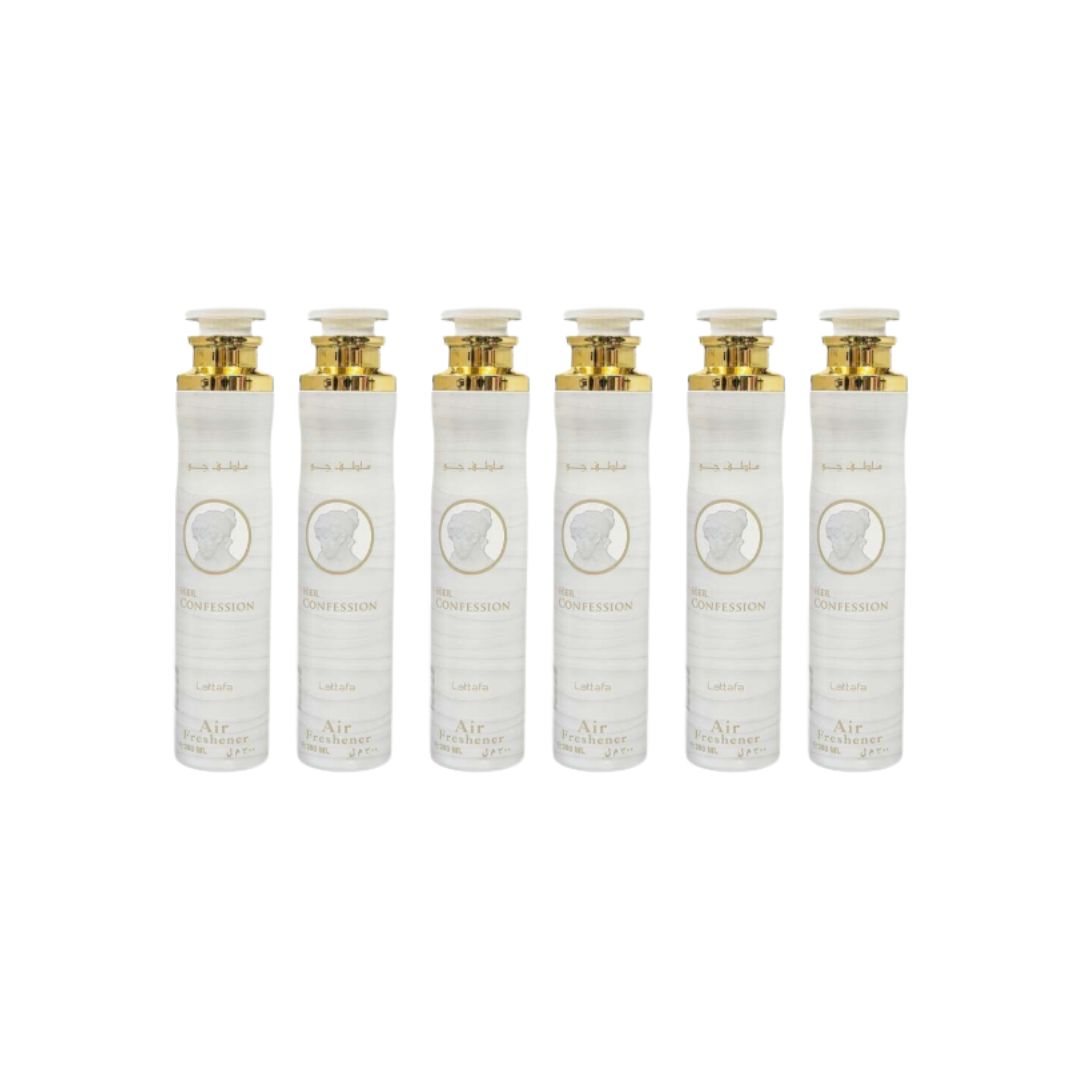 Her Confession Air Freshener 6 Pack Bundle – Home & Car Fragrance Spray | 10.1 oz / 300 ml Each | Lattafa