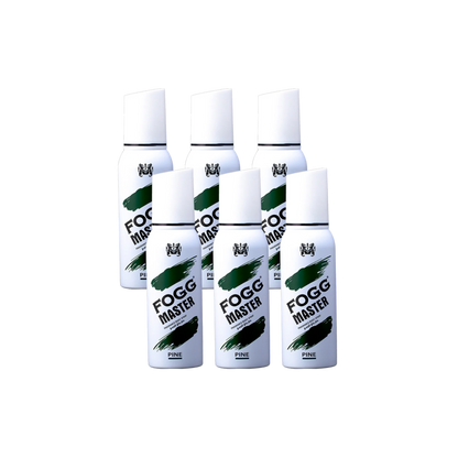 Fog Master Pine Body Spray 6PC Set | Long Lasting Fresh Pine Woody Men’s Fragrance Deodorant Spray Bundle Pack | Daily Use Fresh Mist (6 Pieces)