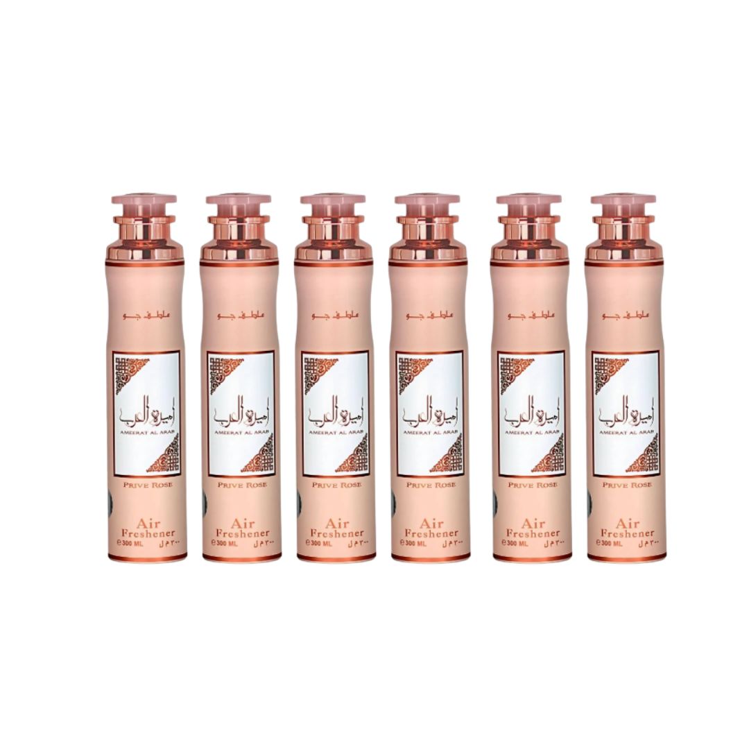 Ameerat Al Arab Prive Rose Air Freshener 6 Pack Bundle – Home & Car Fragrance Spray | 10.1 oz / 300 ml Each | Lattafa