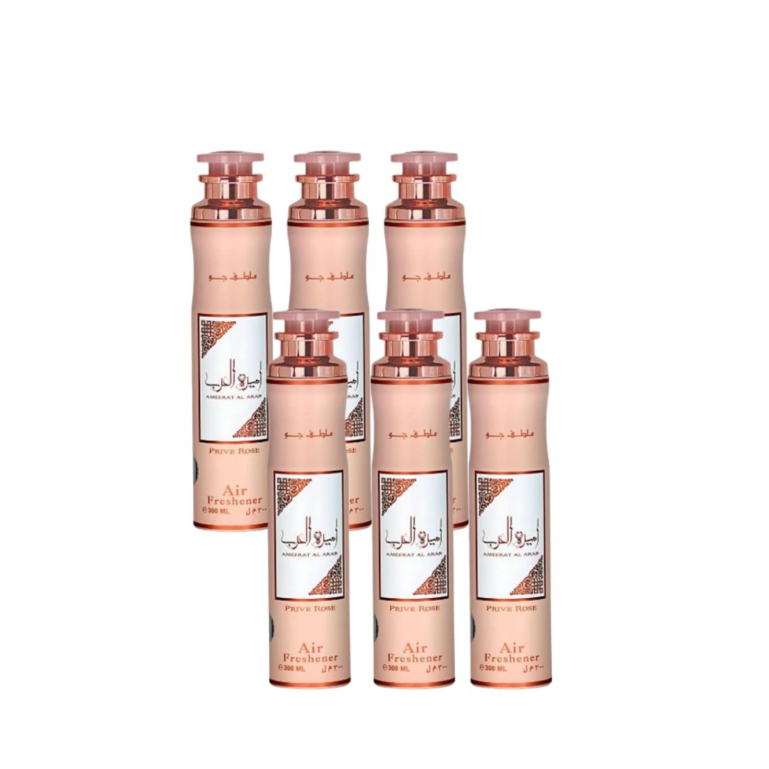 Ameerat Al Arab Prive Rose Air Freshener 6 Pack Bundle – Home & Car Fragrance Spray | 10.1 oz / 300 ml Each | Lattafa