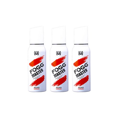 Fog Master Agar Body Spray 3PC Set | Long Lasting Woody Agar Fragrance Deodorant Spray Bundle | Men’s Oriental Daily Use Mist Pack