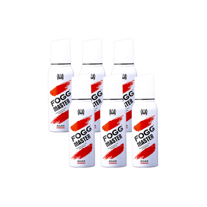 Fog Master Agar Body Spray 6PC Set | Long Lasting Woody Agar Fragrance Deodorant Spray Bundle Pack | Men’s Oriental Daily Use Mist (6 Pieces)