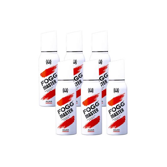 Fog Master Agar Body Spray 6PC Set | Long Lasting Woody Agar Fragrance Deodorant Spray Bundle Pack | Men’s Oriental Daily Use Mist (6 Pieces)