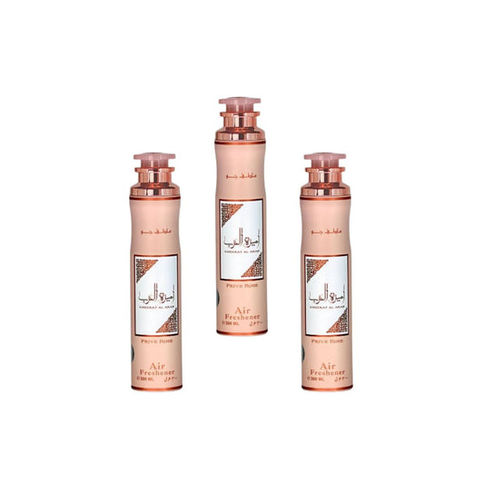 Ameerat Al Arab Prive Rose Air Freshener 3 Pack Bundle – Home & Car Fragrance Spray | 10.1 oz / 300 ml Each | Lattafa
