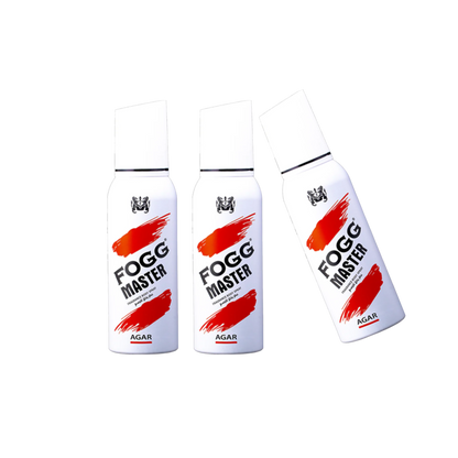 Fog Master Agar Body Spray 3PC Set | Long Lasting Woody Agar Fragrance Deodorant Spray Bundle | Men’s Oriental Daily Use Mist Pack