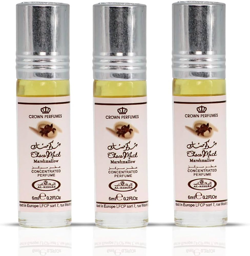 Al Rehab Choco Musk Marshmallow Perfume Oil CPO 6ml x 6 Pack | Sweet Gourmand Vanilla Chocolate Long Lasting Roll-On Attar Unisex Arabic Non-Alcohol Fragrance Travel Size