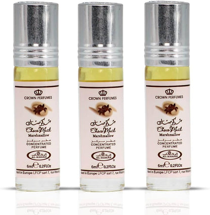 Al Rehab Choco Musk Marshmallow Perfume Oil CPO 6ml x 6 Pack | Sweet Gourmand Vanilla Chocolate Long Lasting Roll-On Attar Unisex Arabic Non-Alcohol Fragrance Travel Size