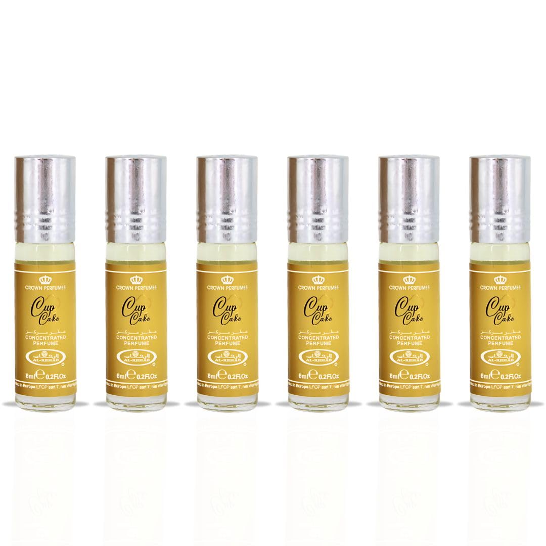 Al Rehab Cupcake Concentrated Perfume Oil CPO 6ml x 6 Pack | Sweet Gourmand Vanilla Cake Long Lasting Roll-On Attar Unisex Arabic Non-Alcohol Fragrance Travel Size