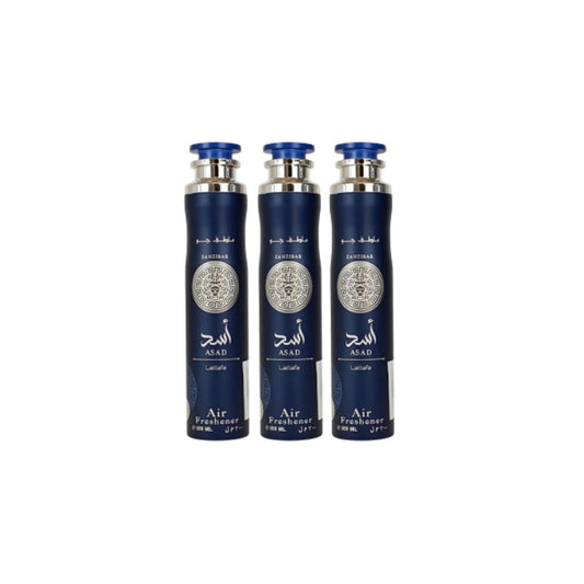 Zanzibar Asad Air Freshener 3 Pack Bundle – Home & Car Fragrance Spray | 10.1 oz / 300 ml Each | Lattafa
