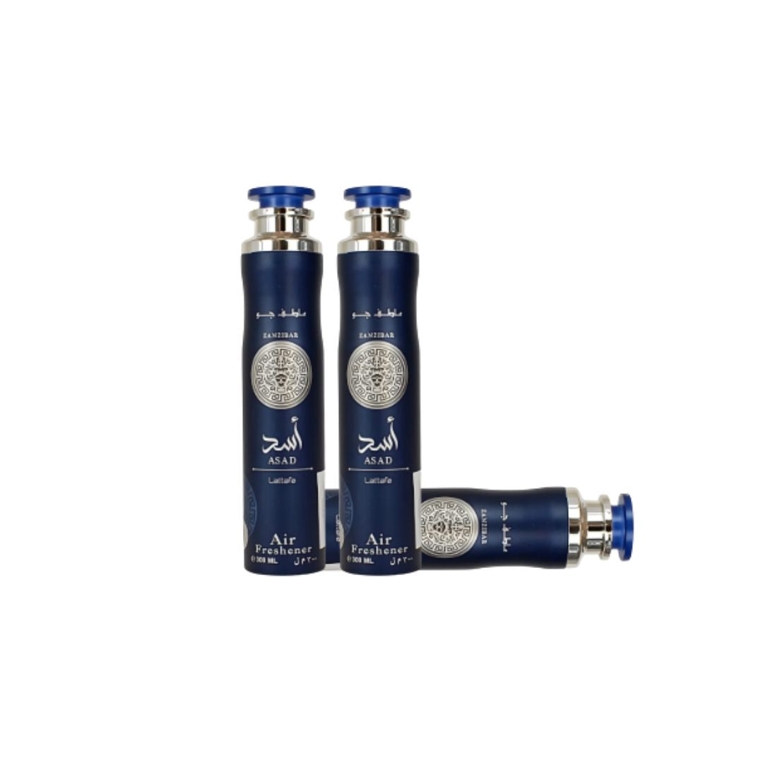 Zanzibar Asad Air Freshener 3 Pack Bundle – Home & Car Fragrance Spray | 10.1 oz / 300 ml Each | Lattafa