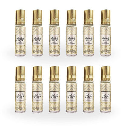 Ard Al Zaafaran Oud Romancea Roll-On Perfume Oil 10ml x 12 Pack | Sweet Oud Floral Long Lasting Arabic Attar Unisex Non-Alcohol Fragrance Travel Size Set