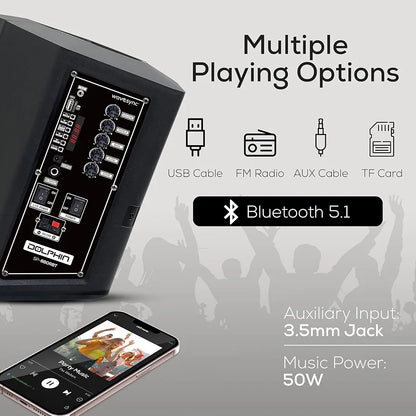 Dolphin 8" Heavy-Duty Handy Party Speaker with Wireless Microphone & Remote