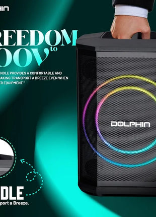 Dolphin 8" Heavy-Duty Handy Party Speaker with Wireless Microphone & Remote Control
